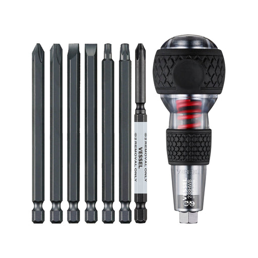 VESSEL (238HWB7PU) IMPACT & OUT Screwdriver & 7PC. Bit Set - Pacific Power Tools