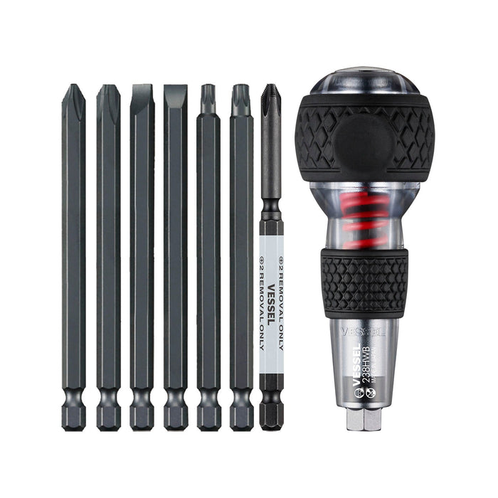 VESSEL (238HWB7PU) IMPACT & OUT Screwdriver & 7PC. Bit Set - Pacific Power Tools