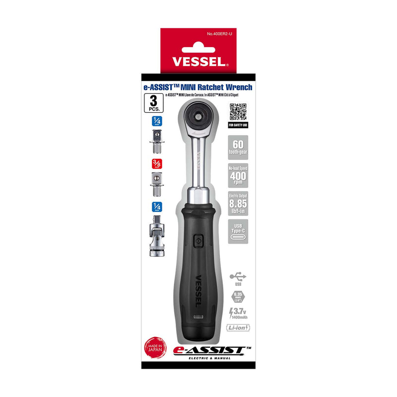VESSEL (400ER2U) e - ASSIST Mini Ratchet Wrench - Pacific Power Tools