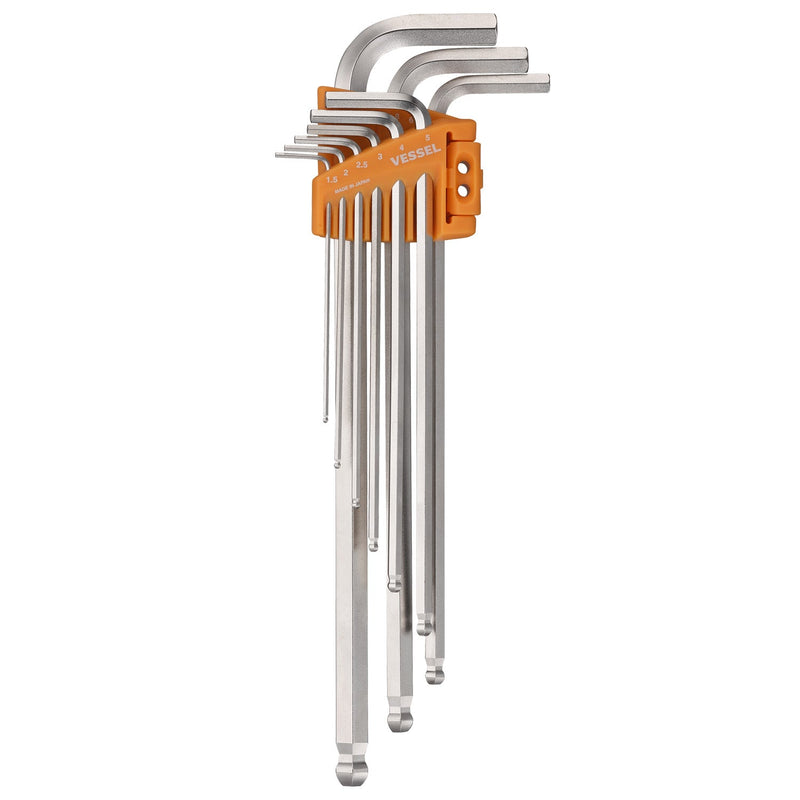 VESSEL (8309BPLU) Ball Point Hex L - Key Wrench (Long Type) 9PC. Set - Pacific Power Tools