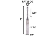 Whiteside (RFT1600) UP CUT SPIRAL FLUSH TRIM 1/8CD 3/8CL 1/4SH BRASS BUSHING - Pacific Power Tools
