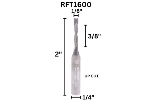 Whiteside (RFT1600) UP CUT SPIRAL FLUSH TRIM 1/8CD 3/8CL 1/4SH BRASS BUSHING - Pacific Power Tools
